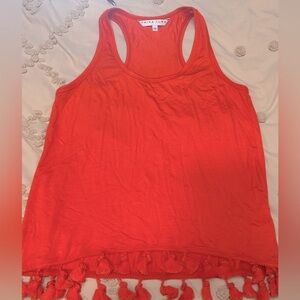 Trina Turk Cropped Tassle Top Racerback Tank Bright Coral